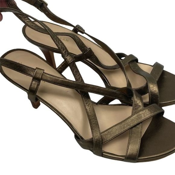 Cole Haan Gold Strappy Heeled Sandals 9B - Picture 2 of 11